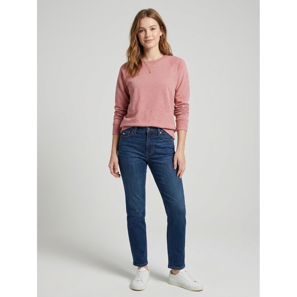 Madewell Womens Raglan Sleeve Crewneck Sweatshirt Coral Pink Heather K0431 L